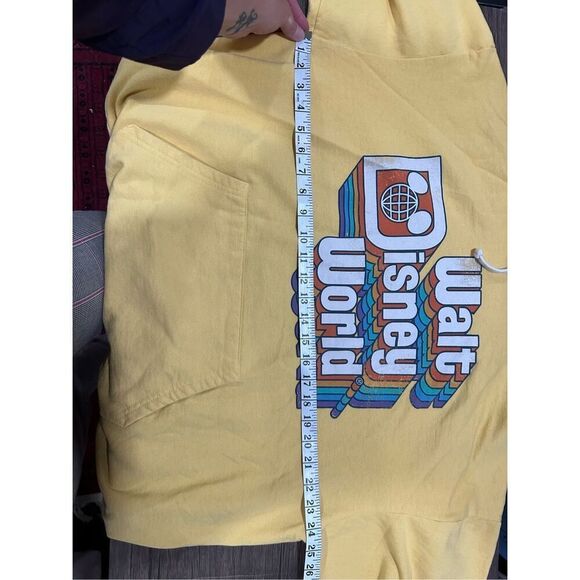 Walt Disney World Retro Unisex Rainbow Spell Out Yellow 70’s Disney Hoodie Large - Picture 9 of 10